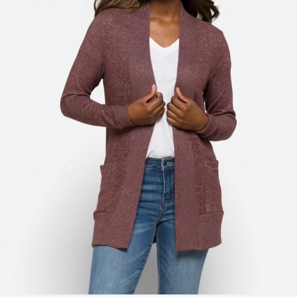 bobeau Sweaters - Bobeau’s Jenny Brushed open pocket cardigan